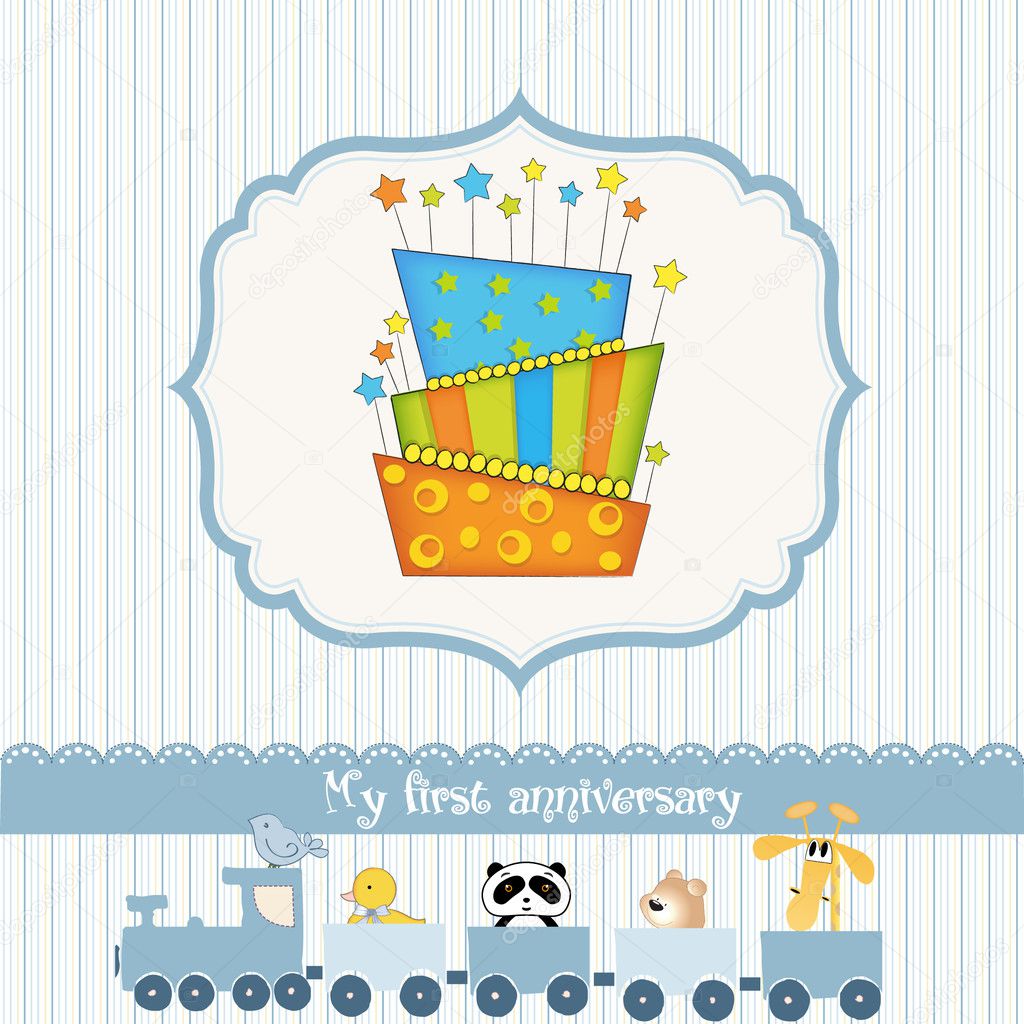 Baby birthday card with cake