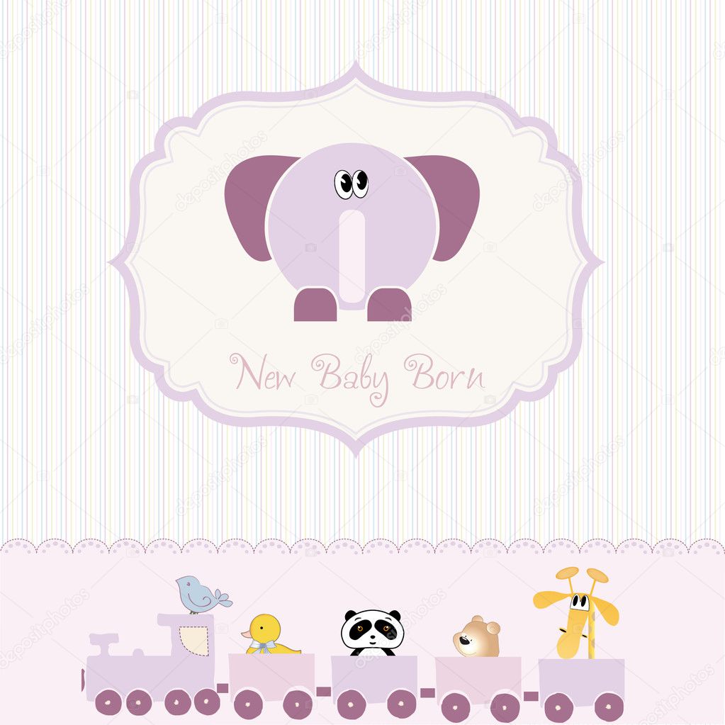 Baby shower card with elephant