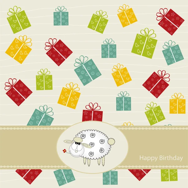 Birthday greeting card with sheep — Stock Photo, Image