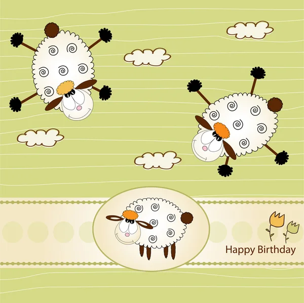 Ευχετήρια κάρτα γενεθλίων με πρόβατα — Φωτογραφία Αρχείου