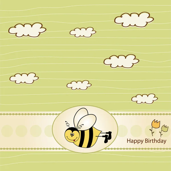 Открытки на день рождения с пчелой — стоковое фото