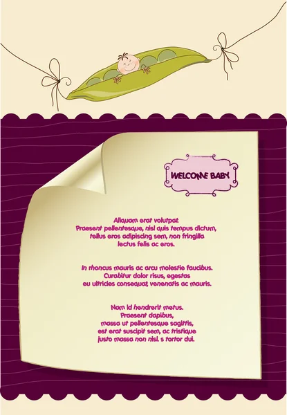 Personalizável novo cartão de bebê com feijão de ervilha — Fotografia de Stock