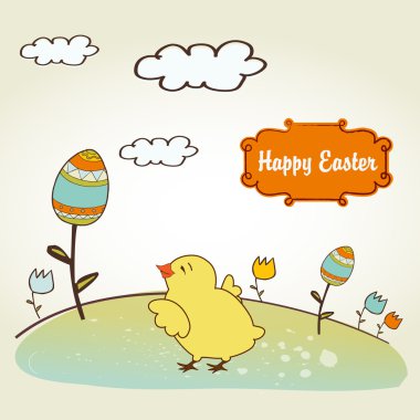 Easter background with chicken clipart