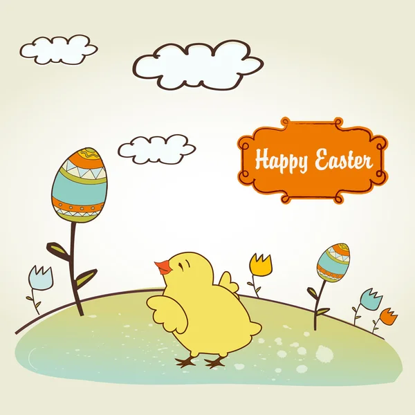 Easter background with chicken — Stock Photo, Image