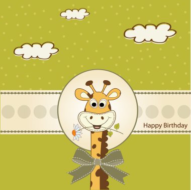 Zürafa ile doğum günü tebrik kartı