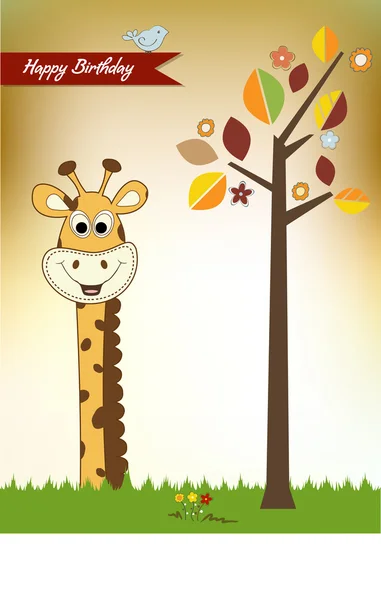 Cartão de aniversário com girafa — Fotografia de Stock
