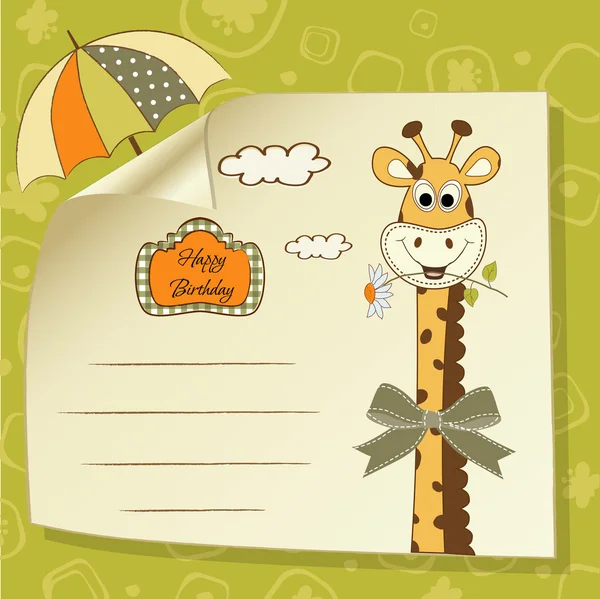 Carte de voeux d'anniversaire avec girafe — Photo
