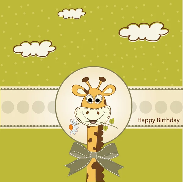 キリンと誕生日グリーティング カード — ストック写真