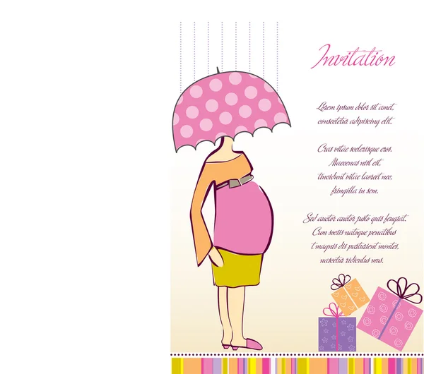 Nya baby shower inbjudan med gravida blivande modern — Stockfoto