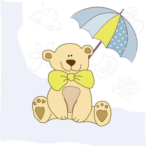 Nieuwe baby uitnodiging met teddy bear — Stockfoto