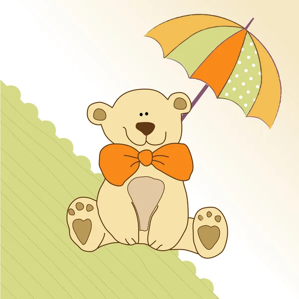 Nieuwe baby uitnodiging met teddy bear — Stockfoto