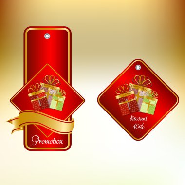 Golden framed set promotion label clipart