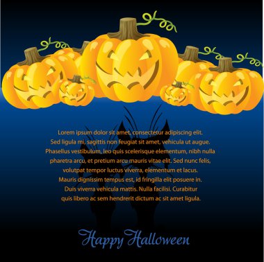 Halloween Illustration with Pumpkins for invite cards clipart