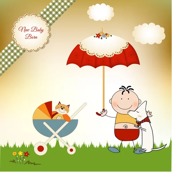 Nueva invitación de bebé con paraguas —  Fotos de Stock