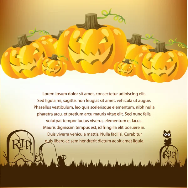 Halloween Illustration with Pumpkins for invite cards — Stock Photo, Image