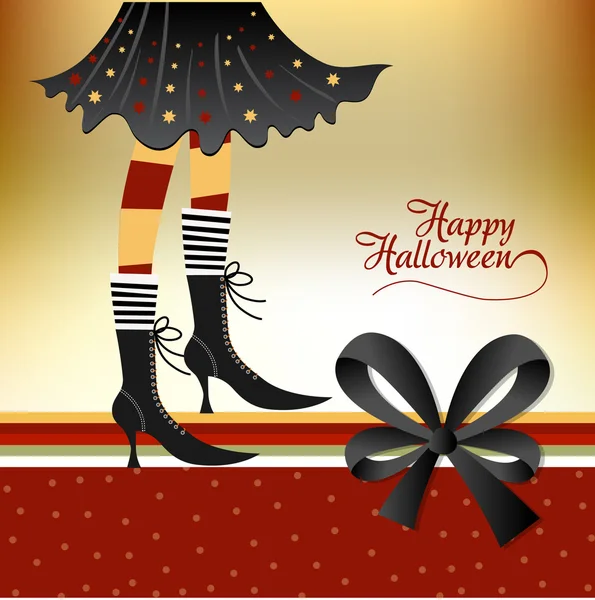 Halloween karta s witch — Stock fotografie