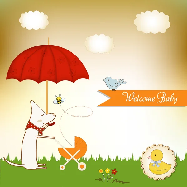 Novo cartão de saudação do bebê — Fotografia de Stock