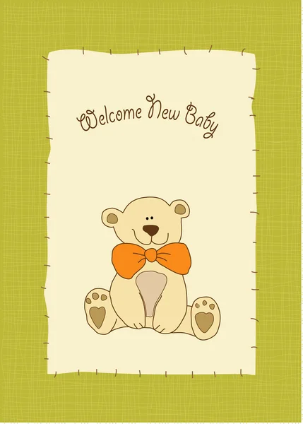 New baby invitation with teddy bear — Stock Photo, Image