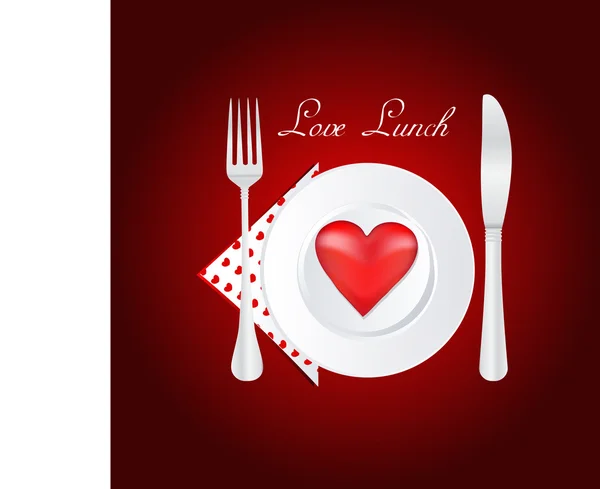 Love Lunch auf rotem Hintergrund — Stockfoto