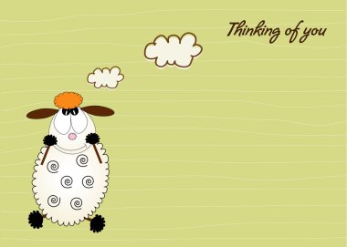 Cute love card with sheep clipart