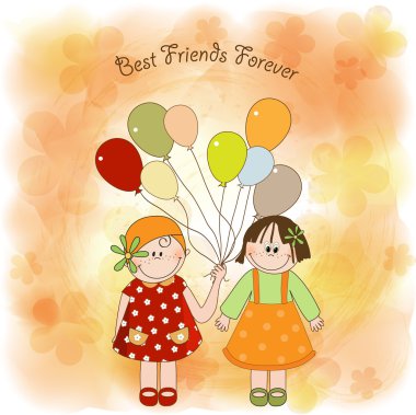 Best friends greeting card clipart