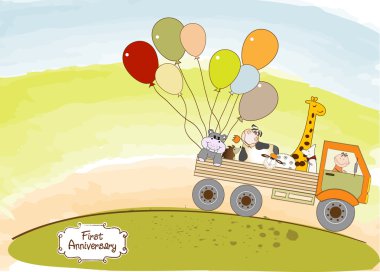 Birthday card with toys clipart