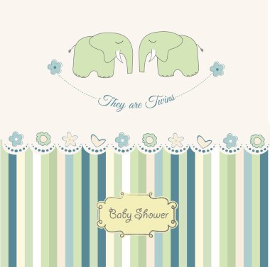 Baby twins shower card clipart