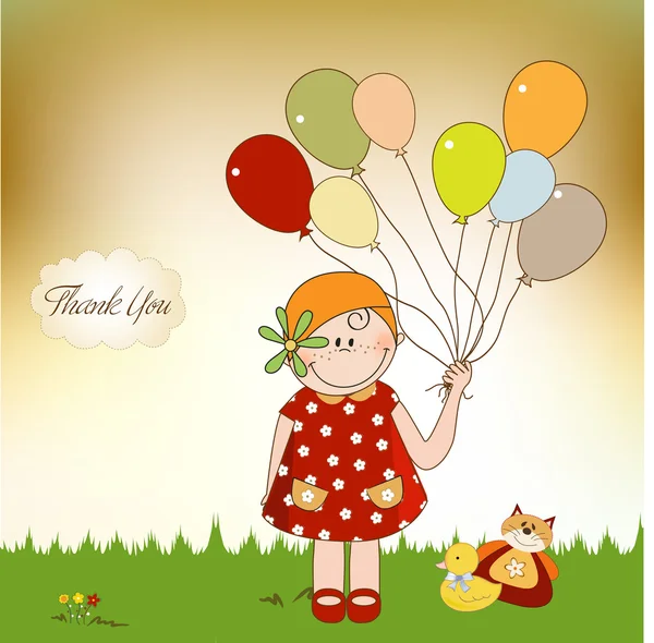 Thank you card with girl — Stock Photo, Image