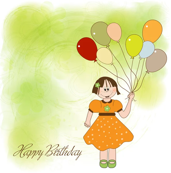 女の子の誕生日グリーティング カード — ストック写真