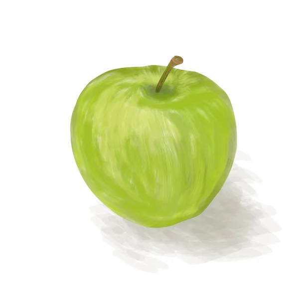 Ein grüner Apfel auf weißem Hintergrund — Stockfoto