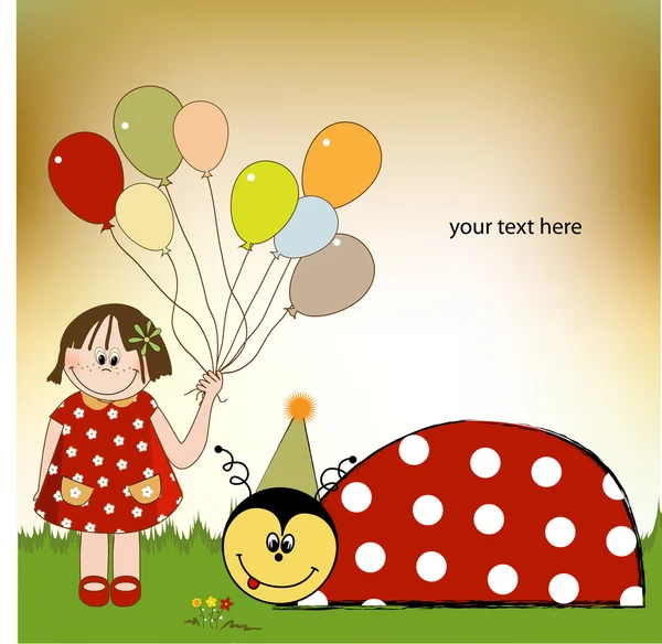 Gelukkige verjaardagskaart met lieveheersbeestje — Stockfoto
