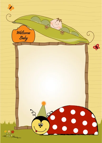 Mutlu doğum günü kartı ile uğur böceği — Stok fotoğraf