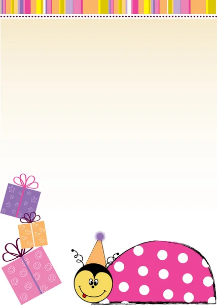 Tarjeta de cumpleaños feliz con mariquita — Foto de Stock