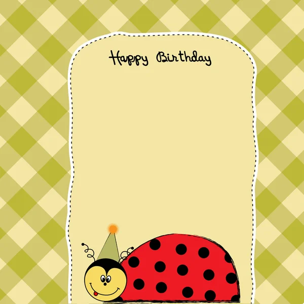 てんとう虫と幸せな誕生日カード — ストック写真