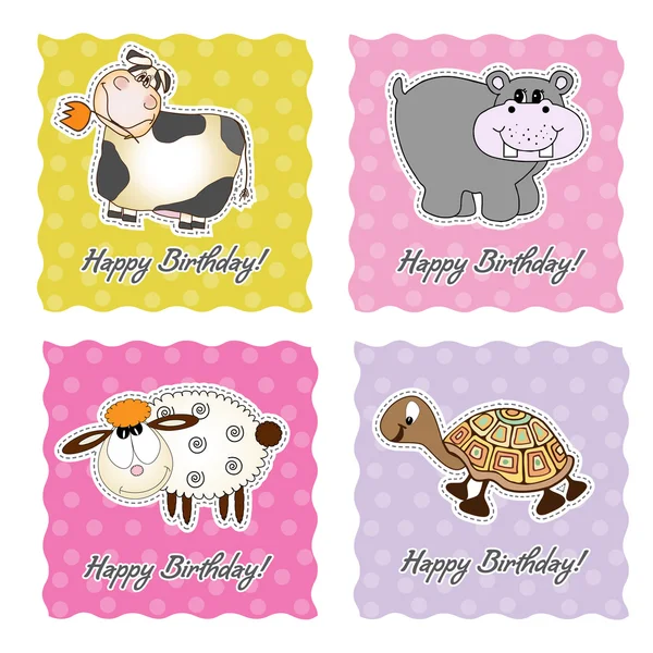 Set de carte d'anniversaire avec animaux — Photo