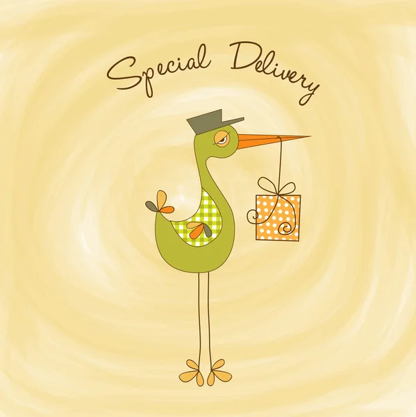 stock image Welcome baby card with stork