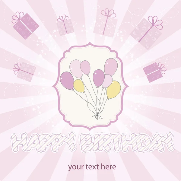 Birthday cake with balloon — Stock Photo, Image