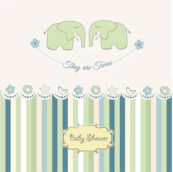 Baby twins shower card — Stock Photo, Image