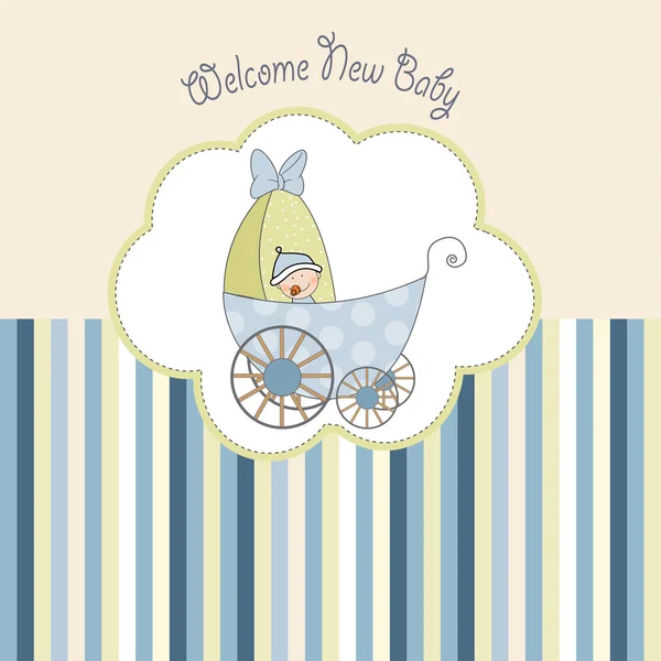 Baby shower announcement card with pram — Stock Photo, Image