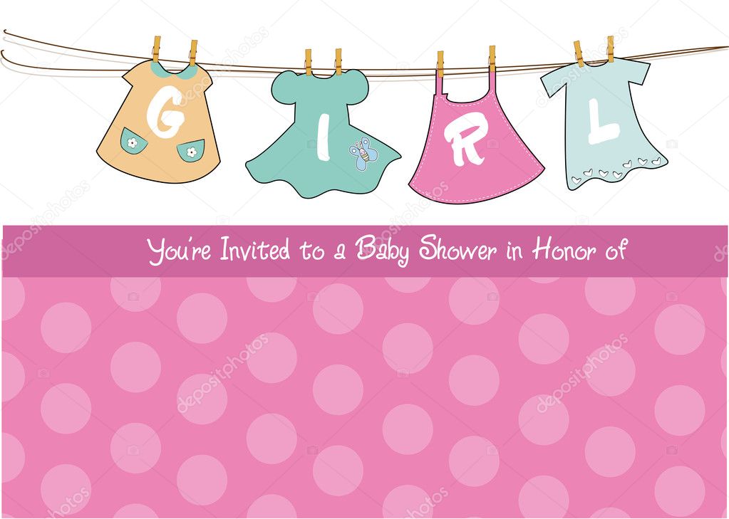 Baby girl shower announcement card