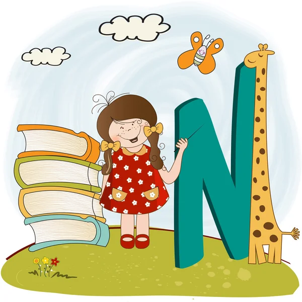 Children alphabet letters ''n'' — 图库照片