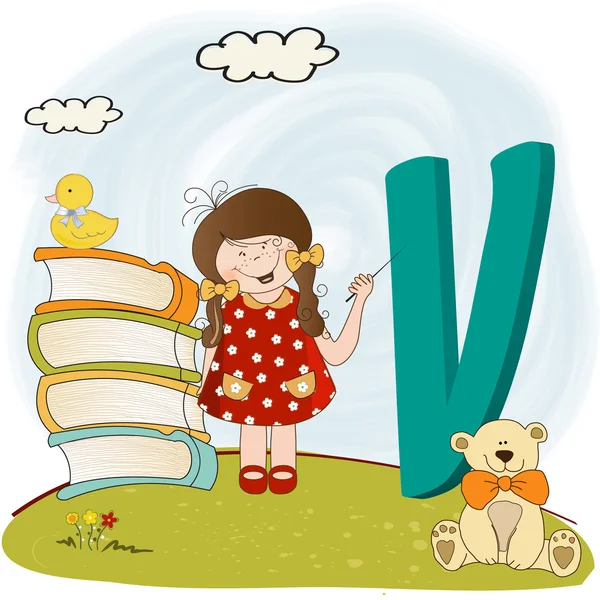 Niños letras del alfabeto "v" — Foto de Stock