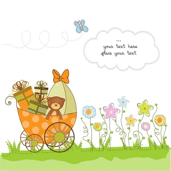 Cartão de banho de bebê com flores — Fotografia de Stock