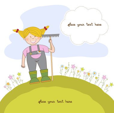 Young gardener who cares for flowers clipart