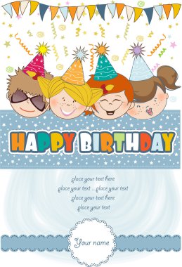 Kids celebrating birthday party clipart