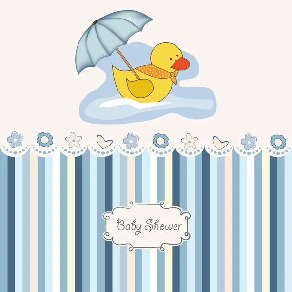 De kaart van de aankondiging van baby douche met eend — Stockfoto