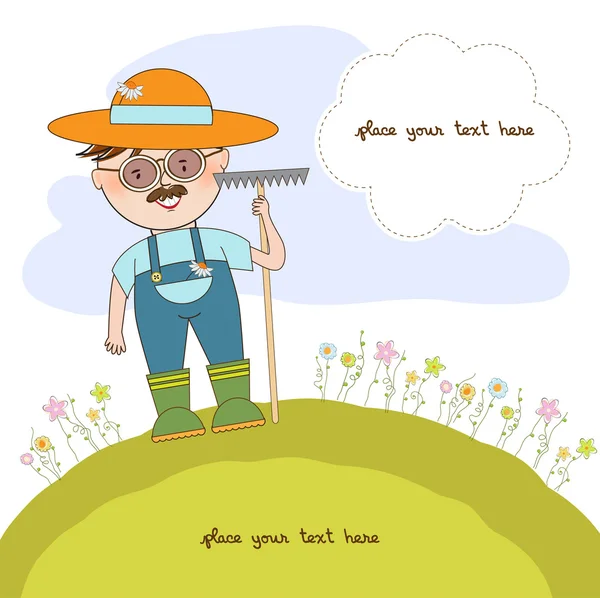 Jonge tuinman die voor bloemen zorgt — Stockfoto