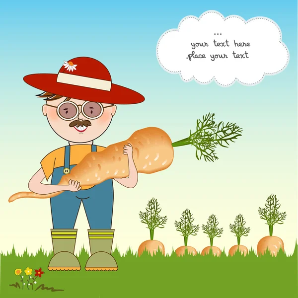 Jardinier pour récolter les carottes — Photo