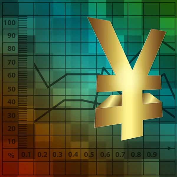 Financiële achtergrond 3D-yen teken — Stockfoto