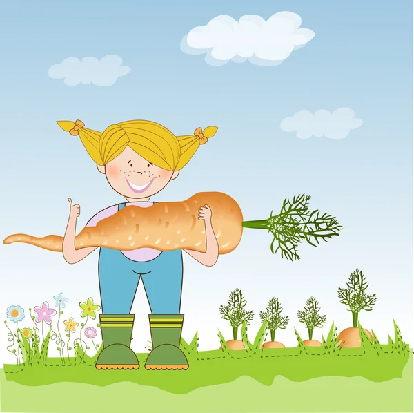 Gardener to harvest carrots — Stock Photo, Image